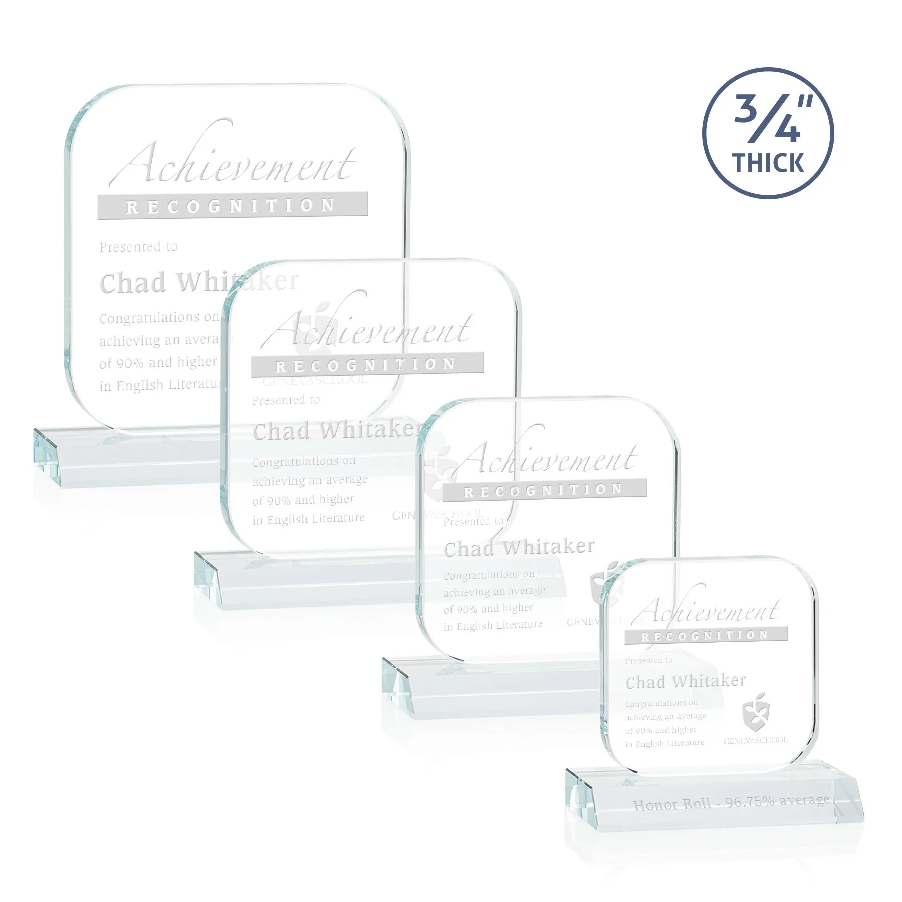 Deep Etch, Front Mitered base, Clear
