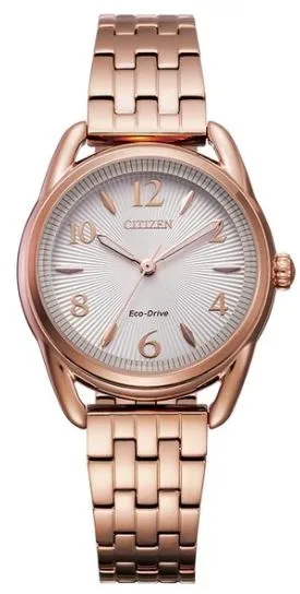 Citizen® Ladies' Eco-Drive® Pink Gold-Tone Watch w/White Dial