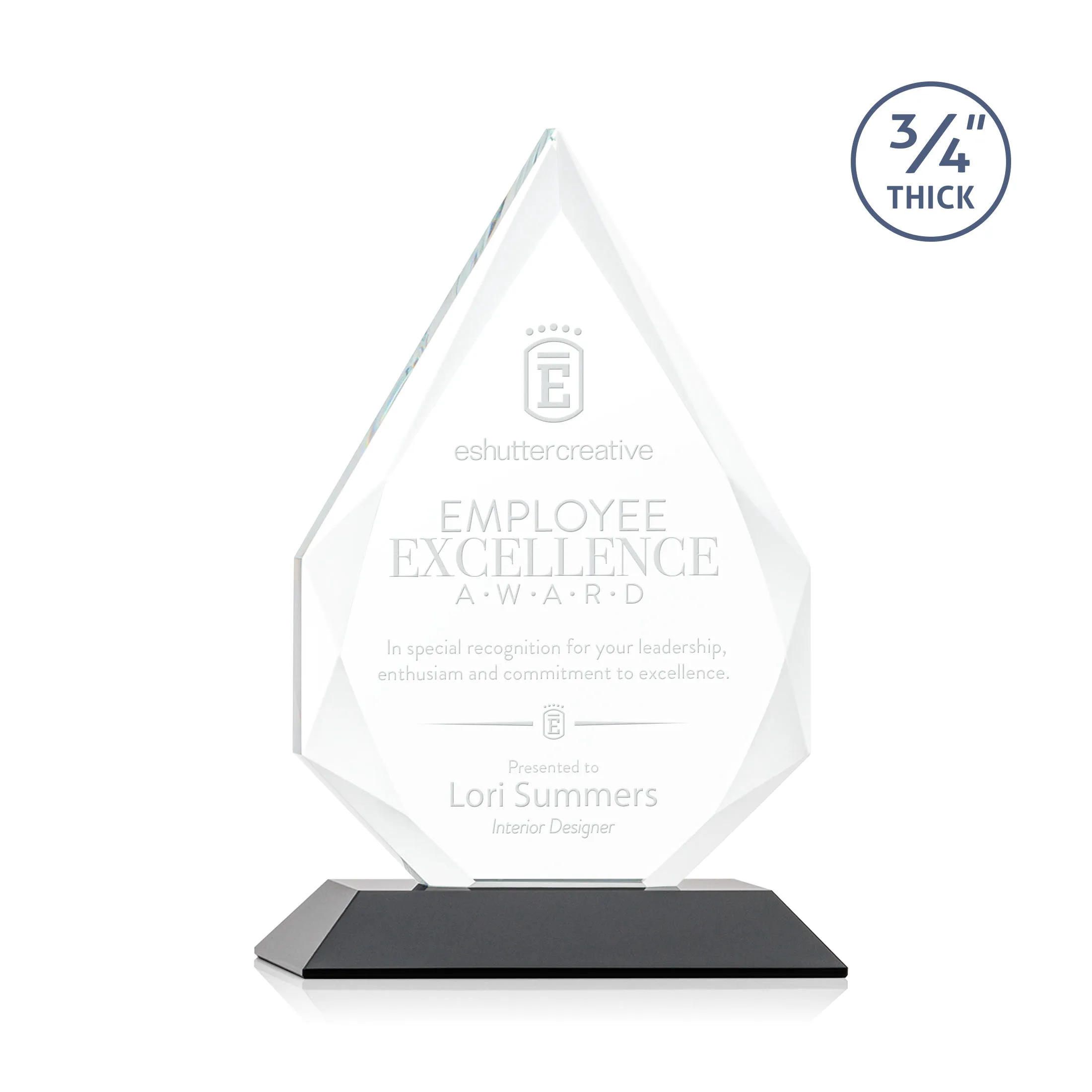 Deep Etch, Standard base, Black, 5" x 7.75" x 3"