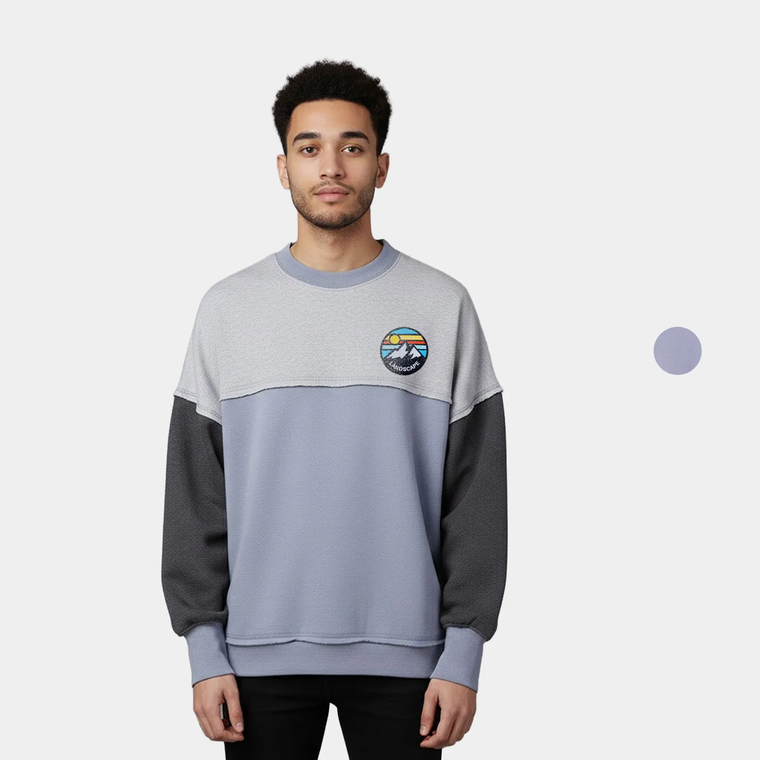 Genevieve Sueded Raw Edge Crew Sweatshirt