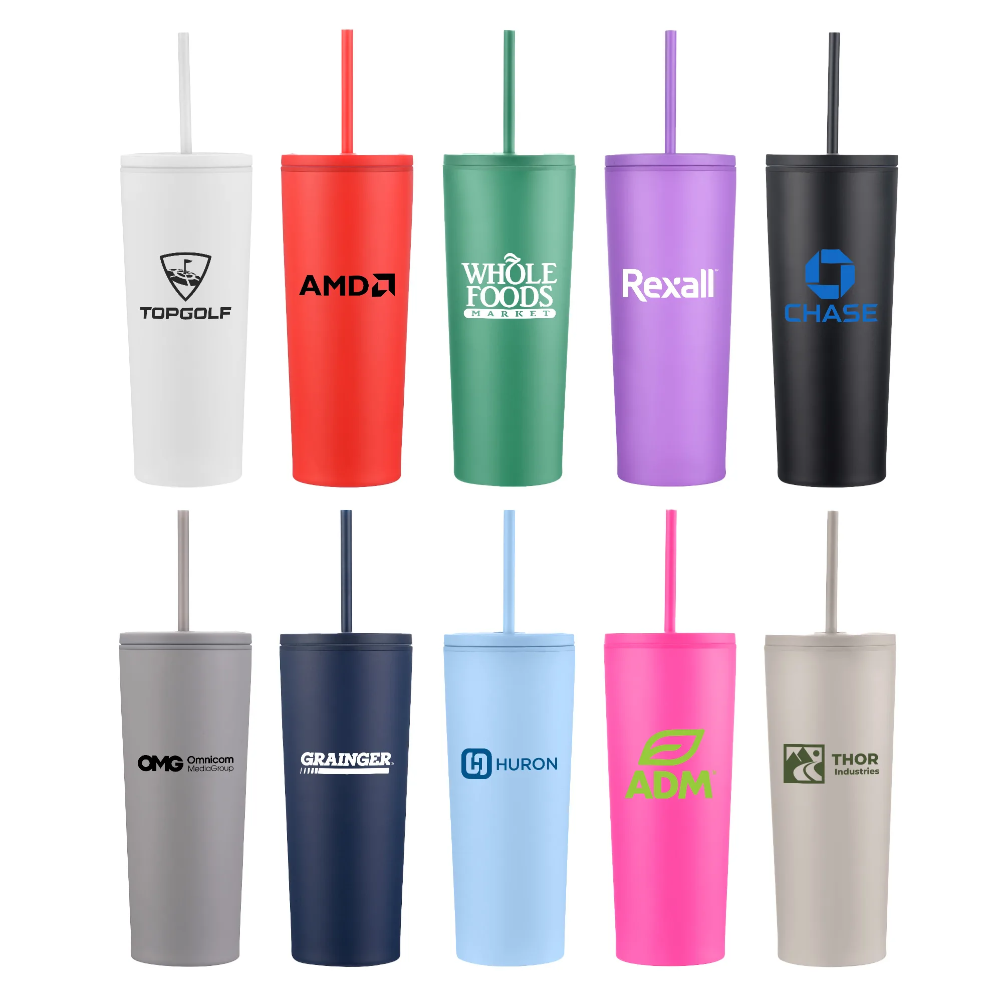 24 Oz. Double Wall Mug with Straw