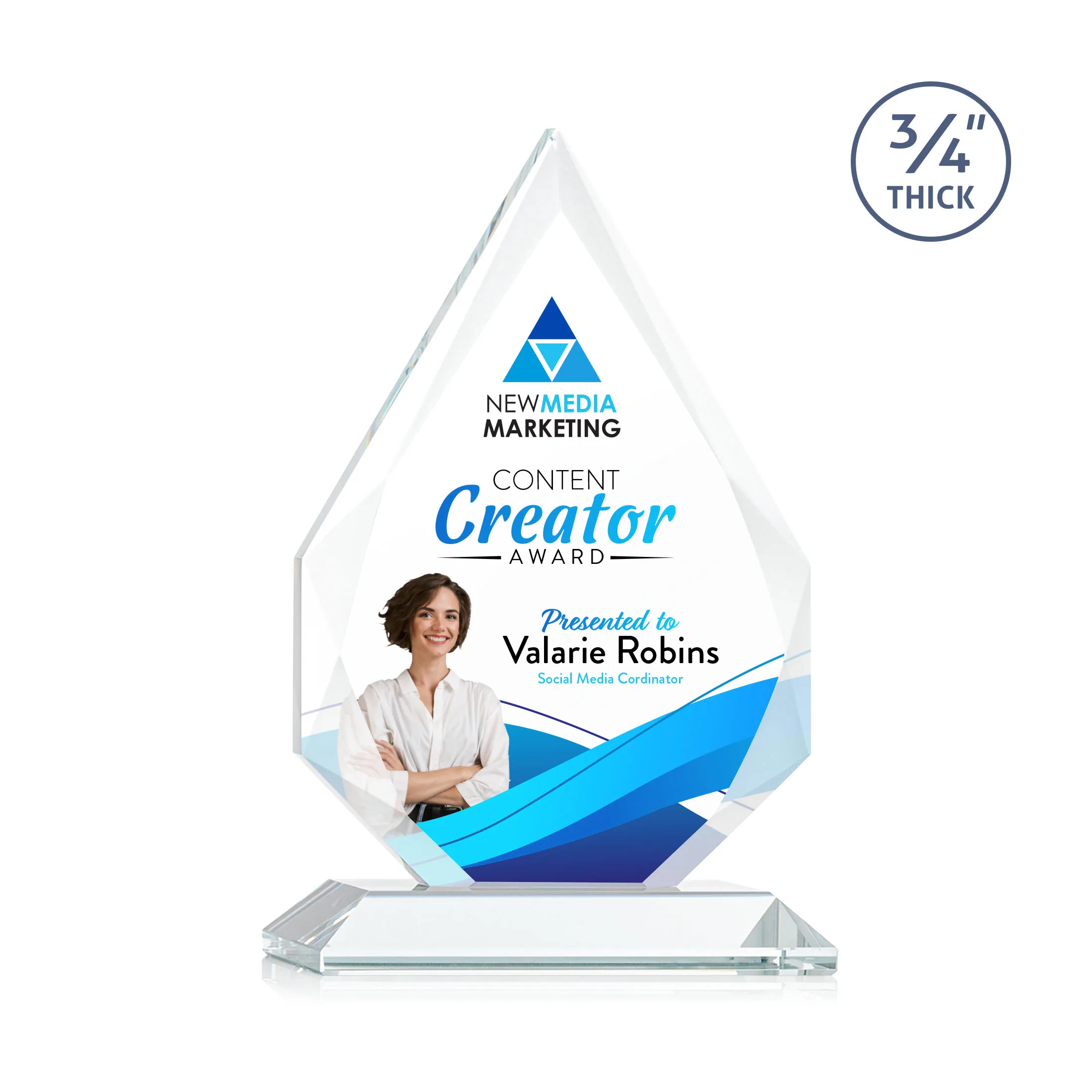 VividPrint™, Standard base, Clear, 5" x 7.75" x 3"