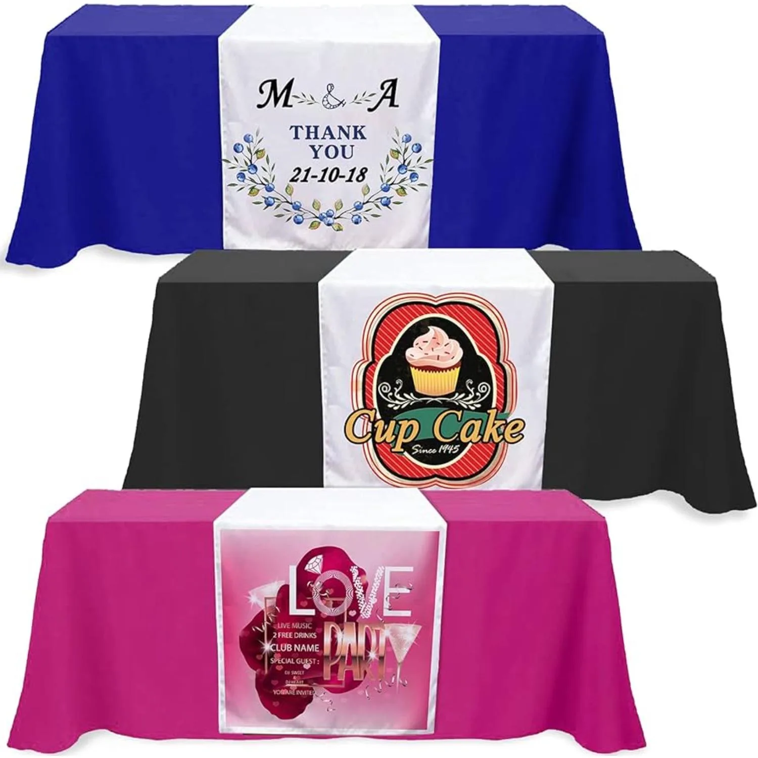 Custom 32" Wide Dye Sublimated Satin Table Runner view 3
