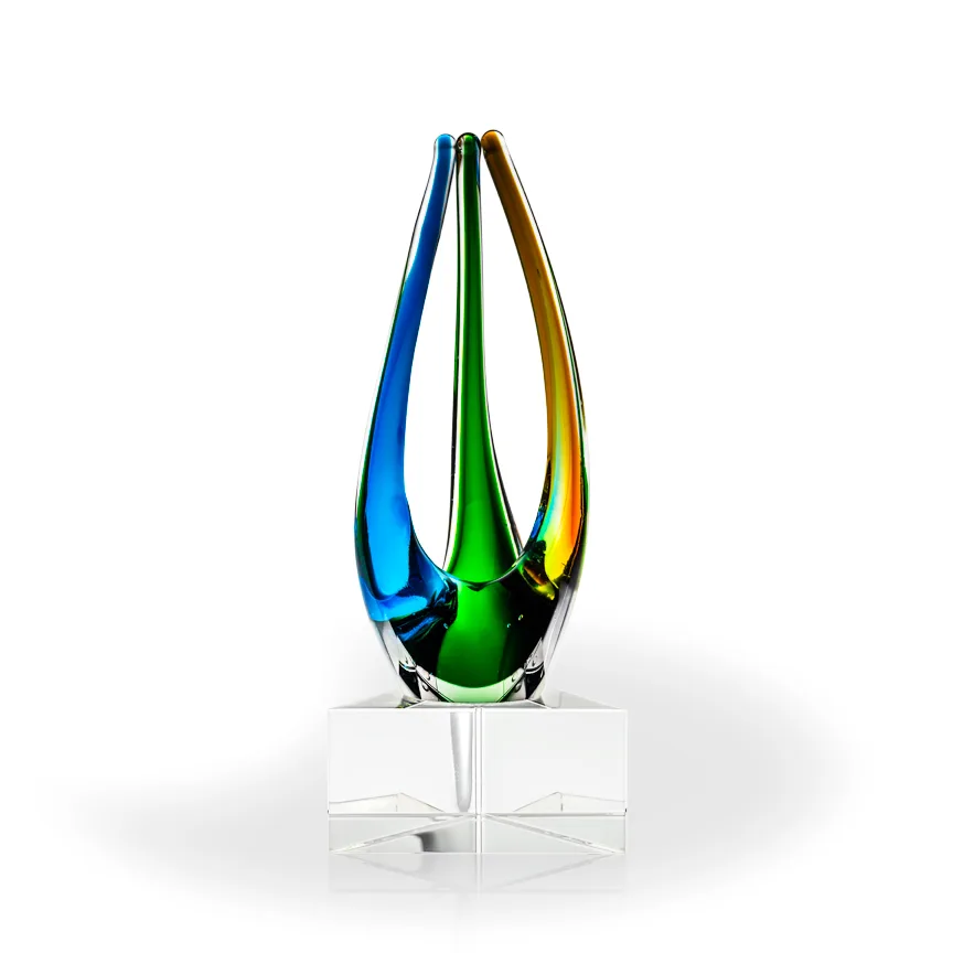 Owen Art Glass Award - Clear Triangle Base view 2