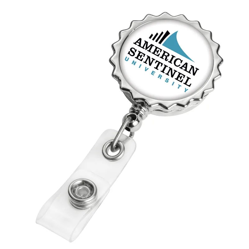 Chrome Bottle Cap Retractable Badge Reel
