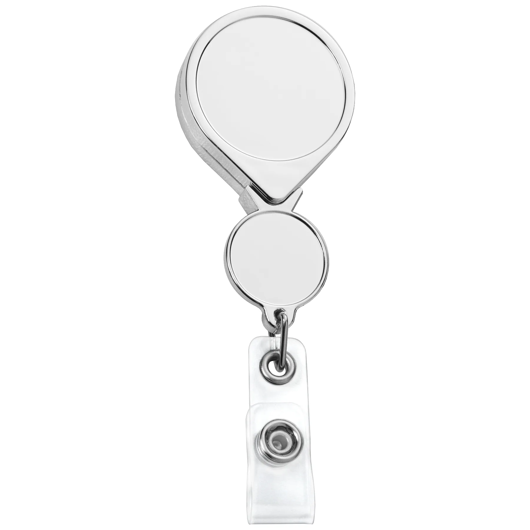 Chrome Double Up Round Retractable Badge Reel view 2