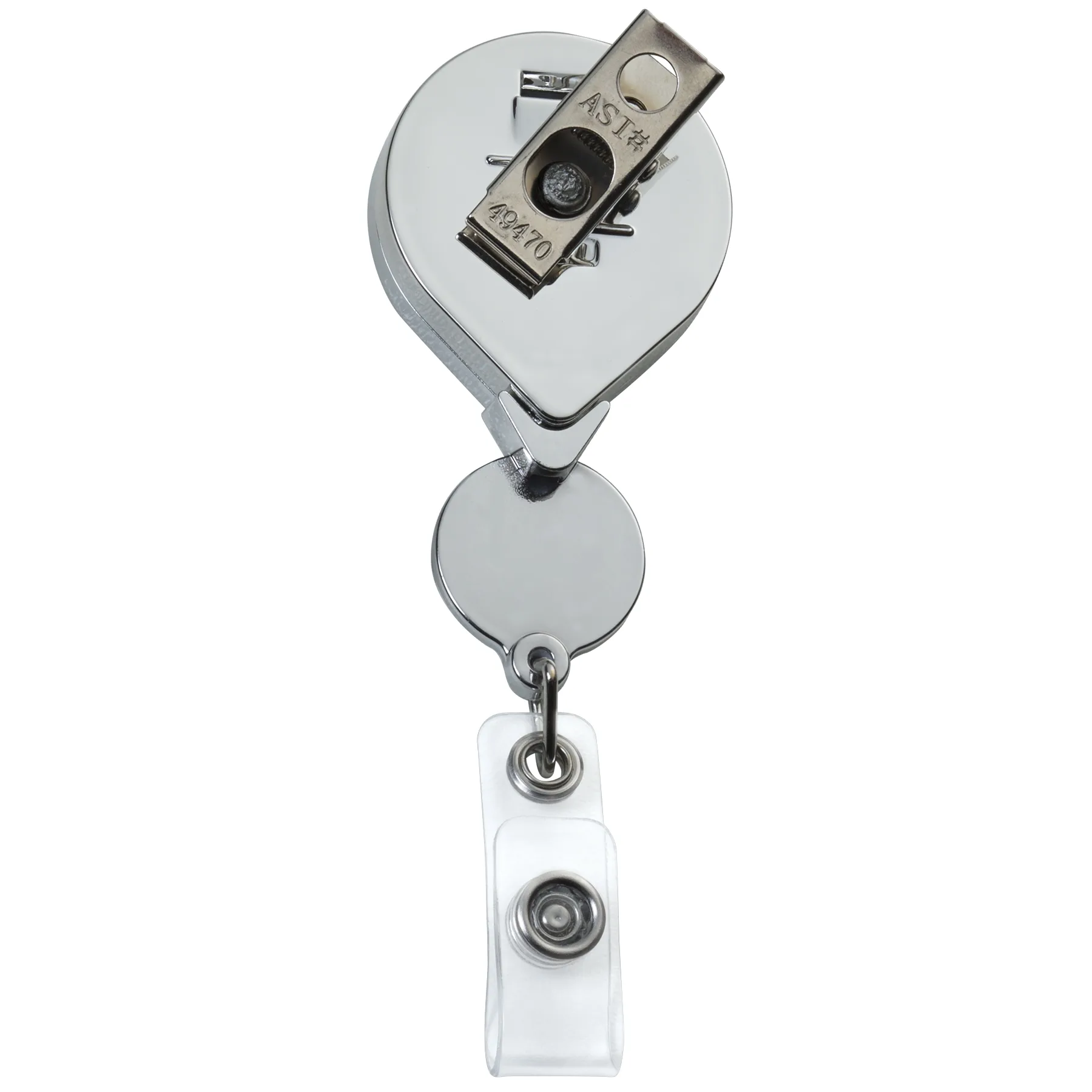 Chrome Double Up Round Retractable Badge Reel view 3
