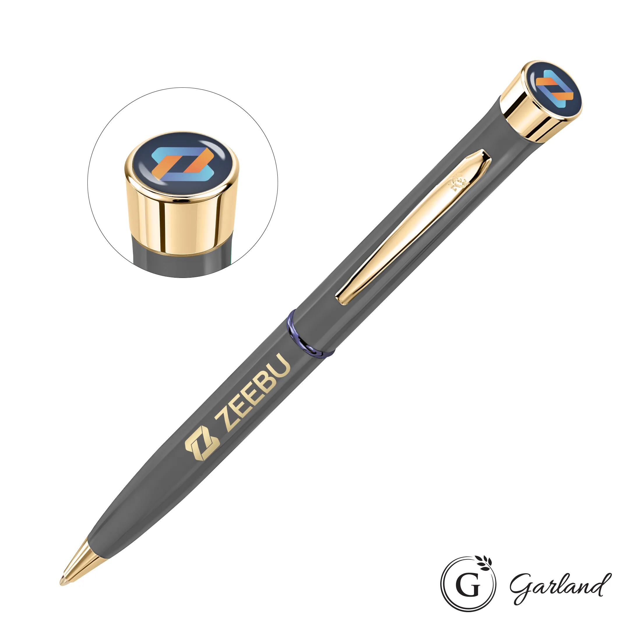 Grey with Blue Band / Gold