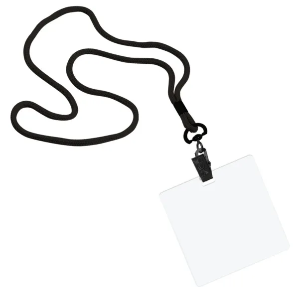 1/8" Polyester Cord Lanyard with Bulldog Clip and 3 1/2"x3 1/2" ID Badge view 3