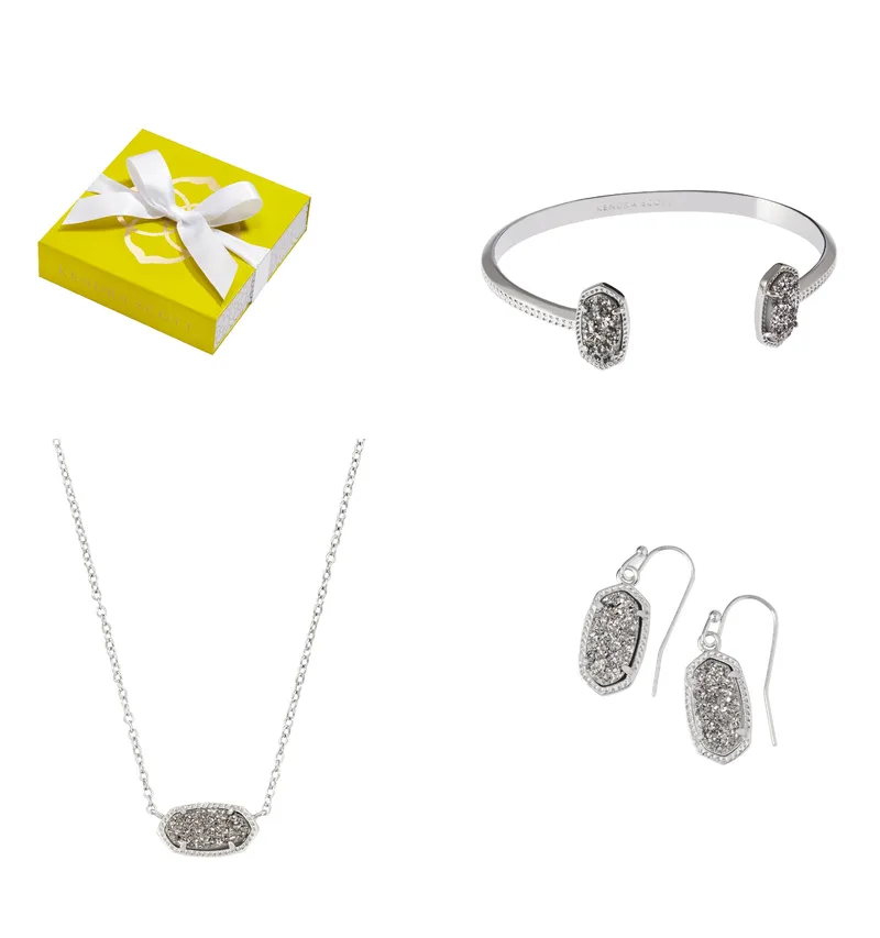 Kendra Scott Platinum Drusy 3 Piece Gift Box Set