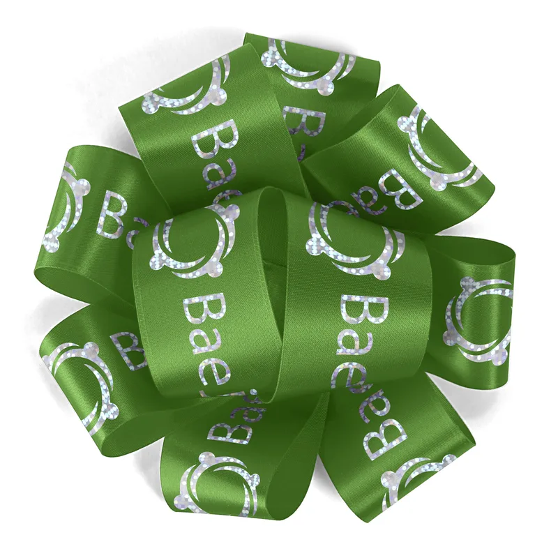 1 1/2" Badge Satin Bow - Foil Print