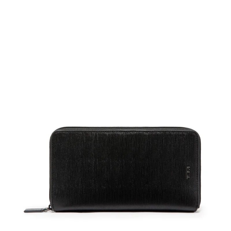 Tumi Nassau Travel Wallet- Black Embossed Leather
