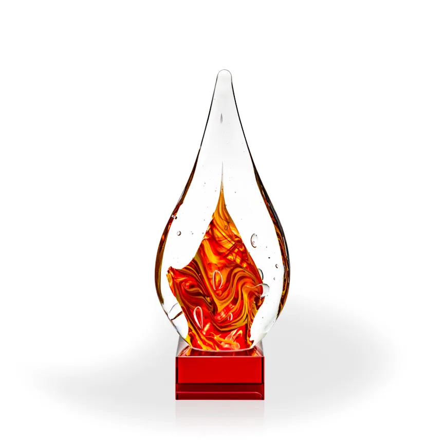 Glimmer Flame Art Glass Award - Red Base view 2