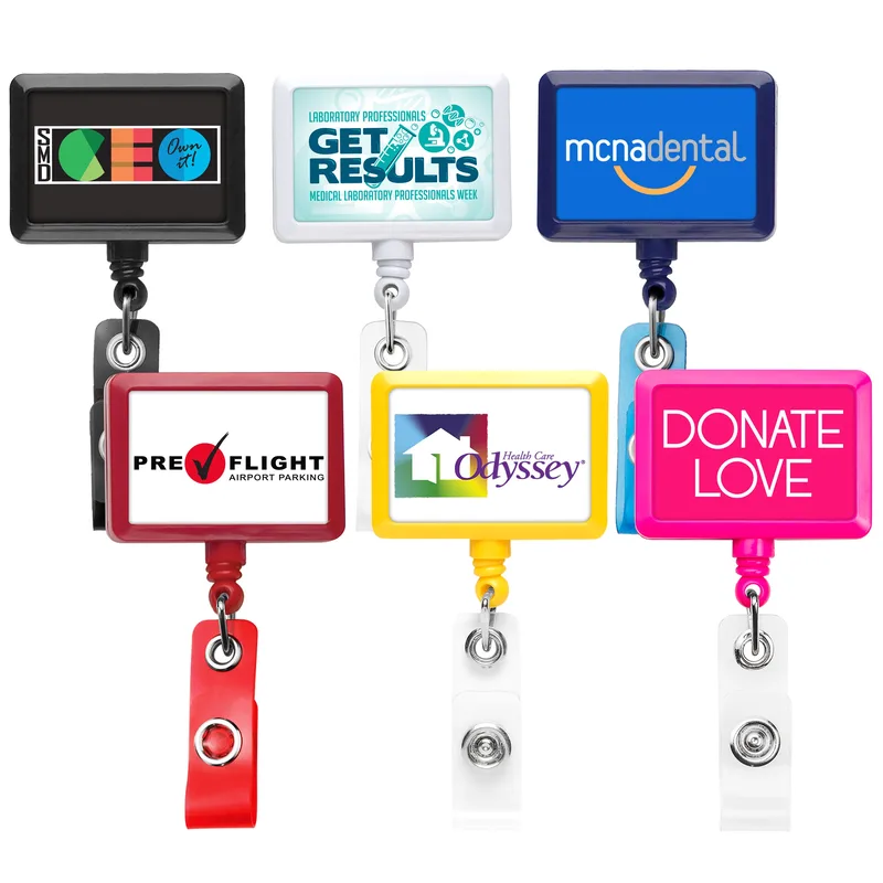 Rectangle Retractable Badge Reel, solid color