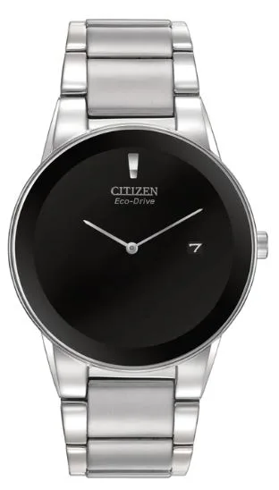 Citizen® Men's Axiom Eco-Drive® Stainless Steel Watch w/Black Dial