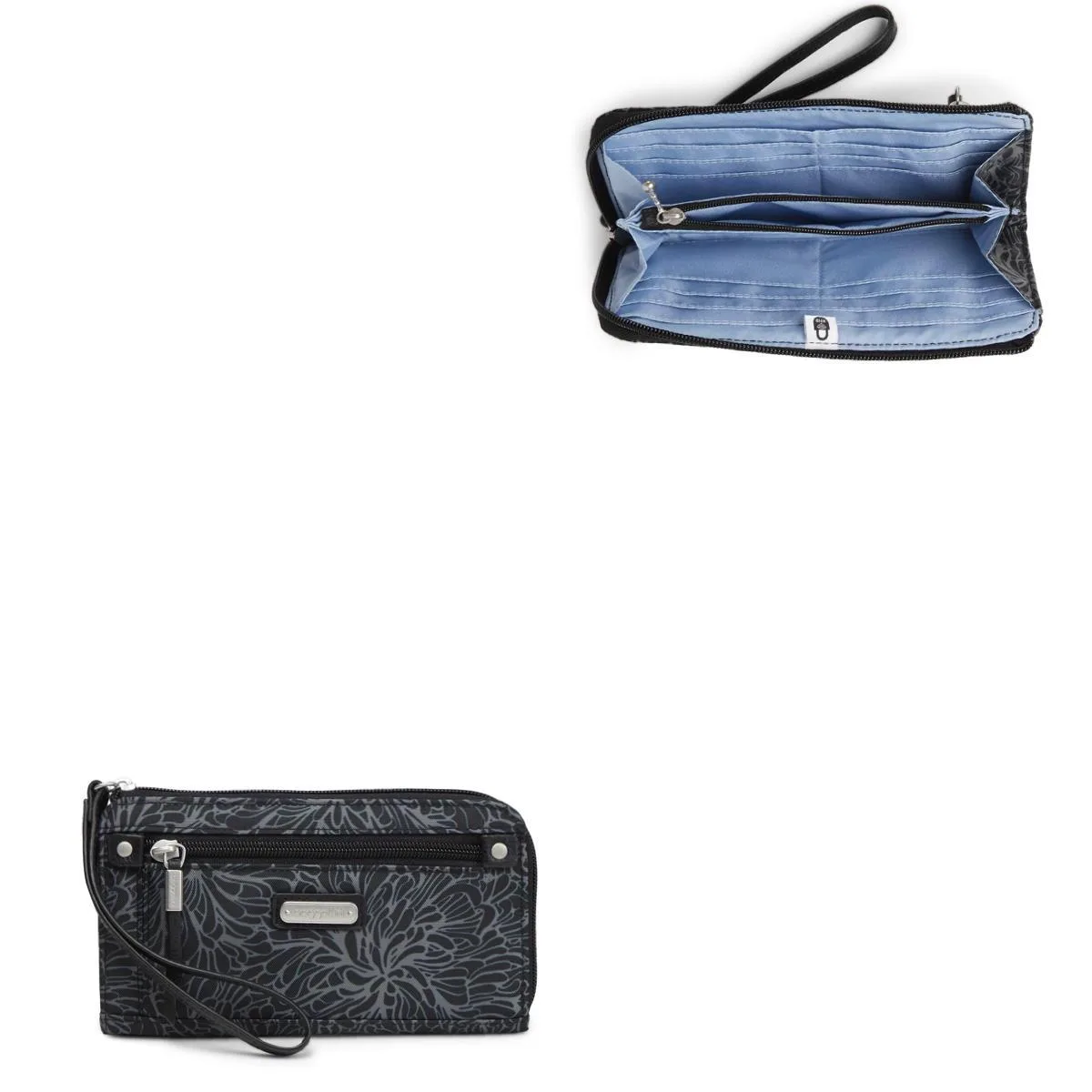 Baggallini® Zip Around Wallet - Midnight Blossom Black