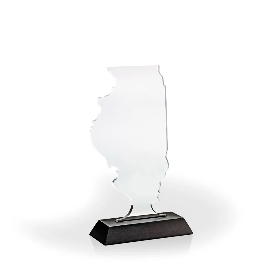 Illinois Award with Black Wood Base - UV Print view 2