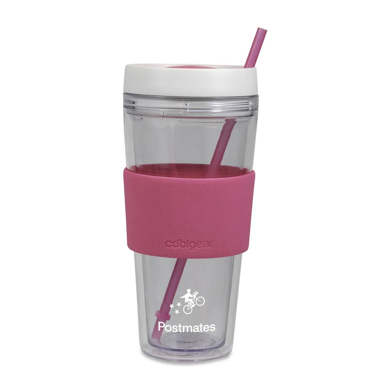 Cool Gear® Callisto Chiller Clear Straw Bottle - 24 Oz. - Pink