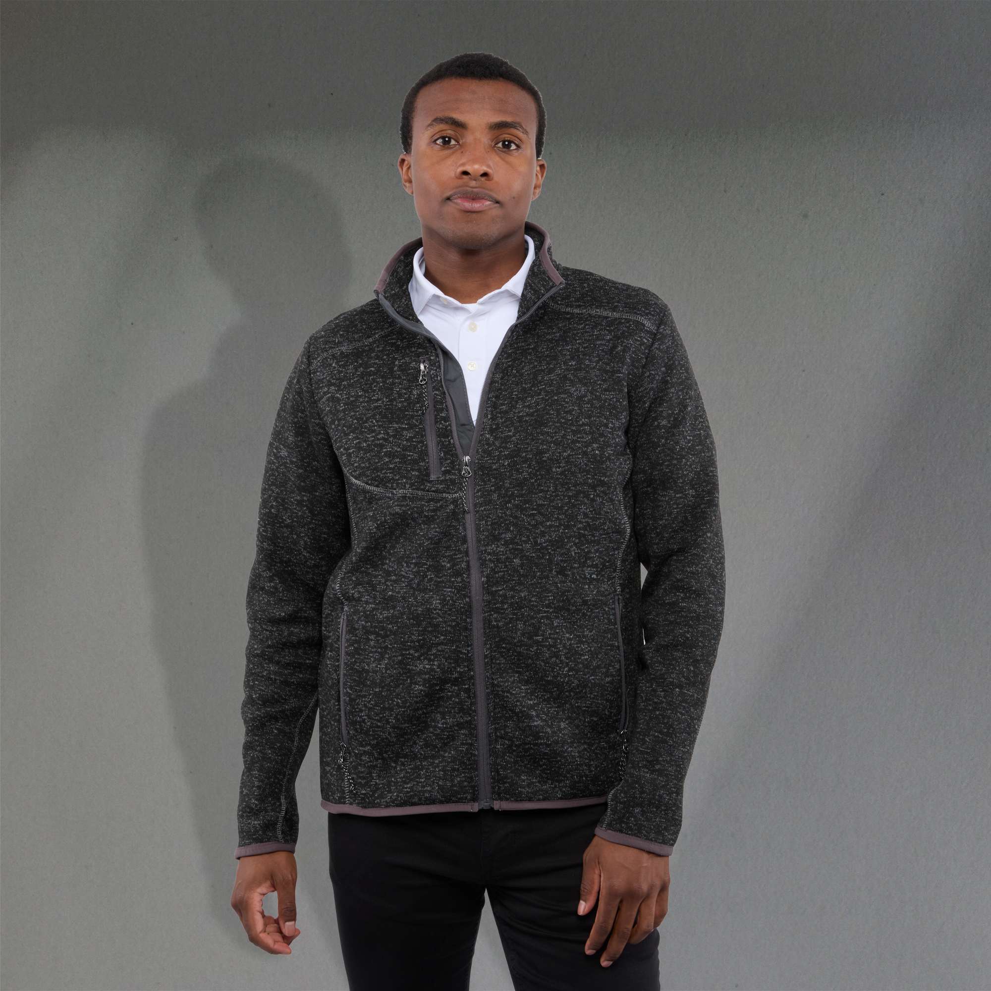 Men's TREMBLANT Sweater Knit Full Zip Jacket with Thumb Holes view 2
