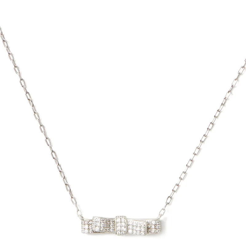 kate spade new york Ribbon Pave Bow Mini Pendant - Silver