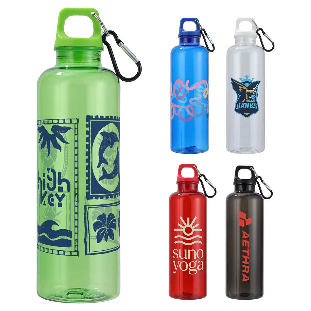 Aloha 25 oz RPET Reusable Translucent Bottle w/ Carabiner view 4