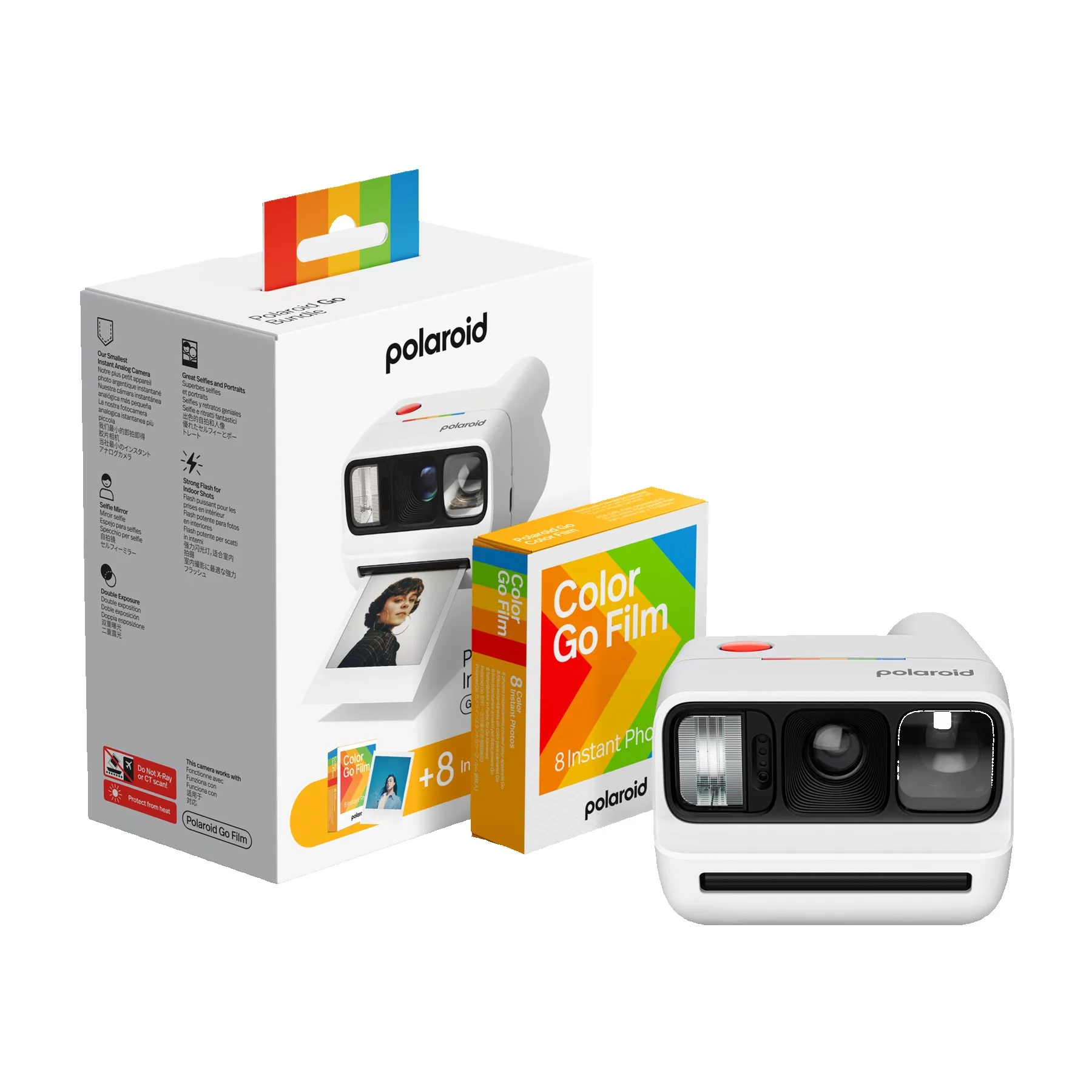 Polaroid Go Generation 3 Instant Camera + Color Film Bundle - White