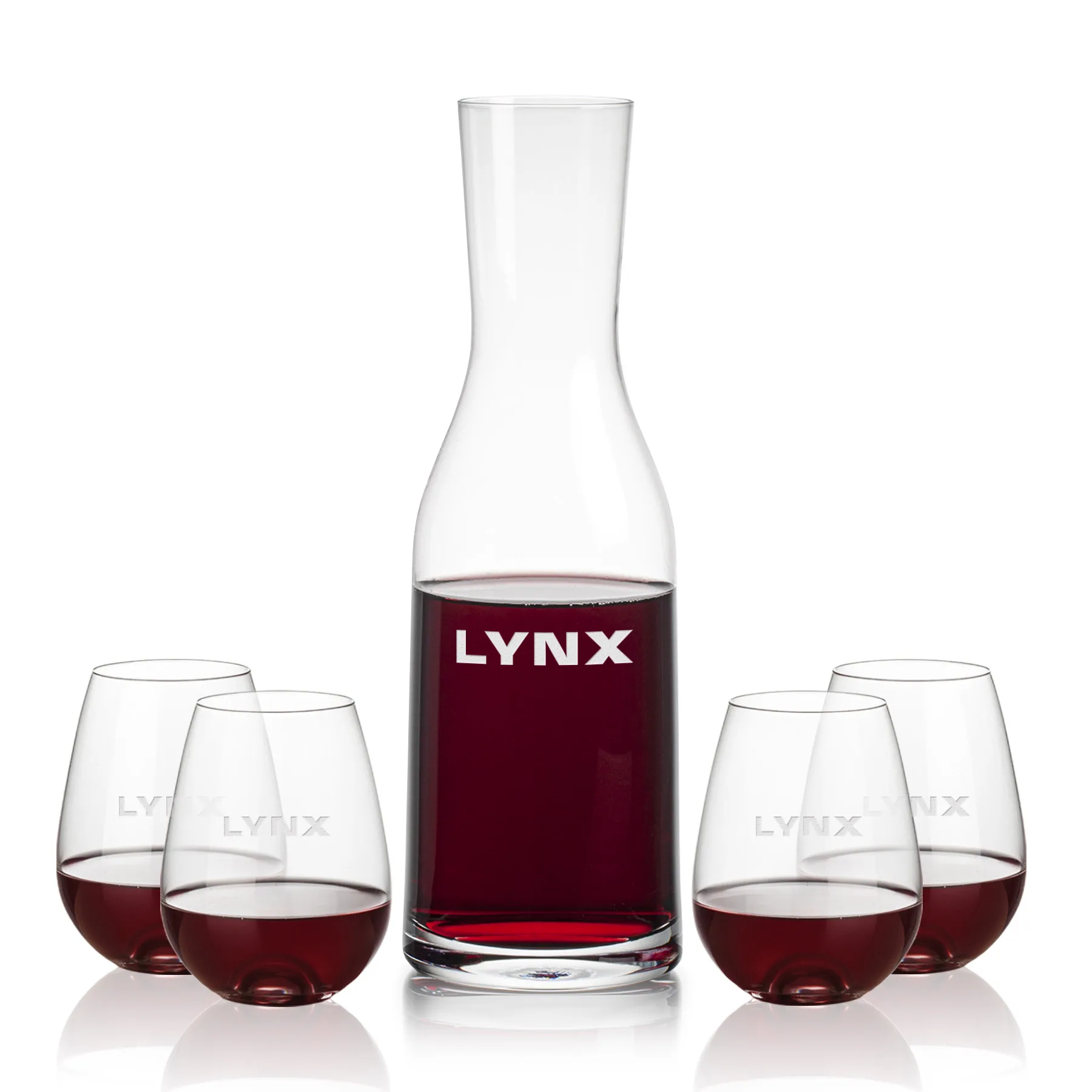 Carafe & 4 Stemless Wine