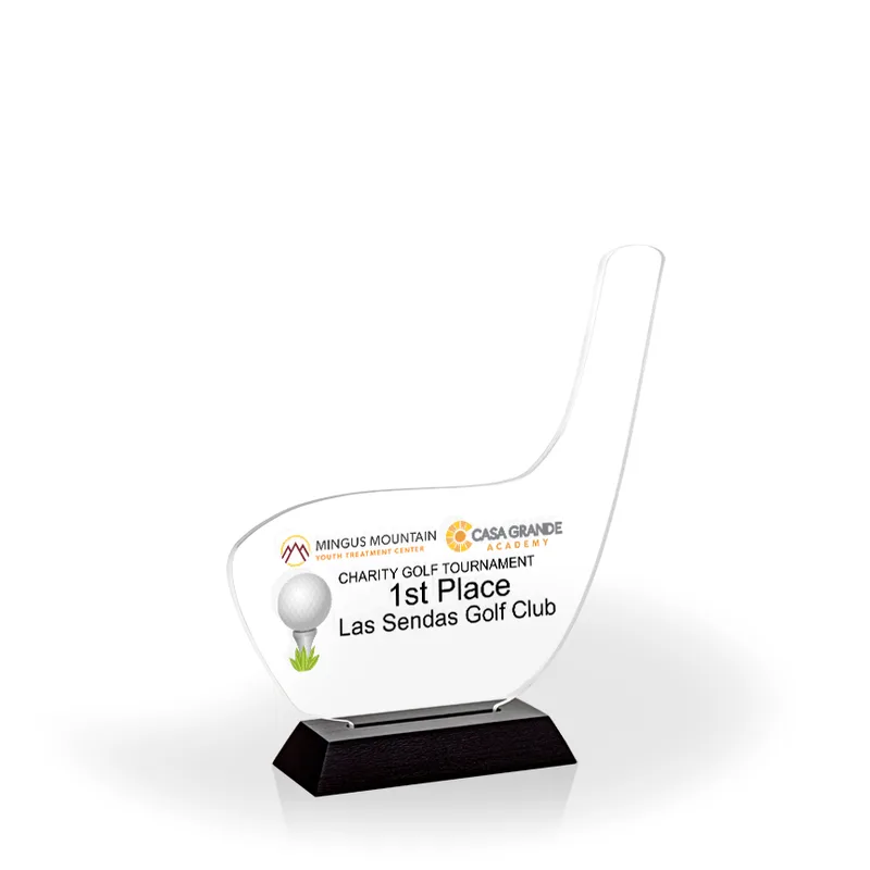 Golf Club Award with Black Wood Base, Large - UV Print