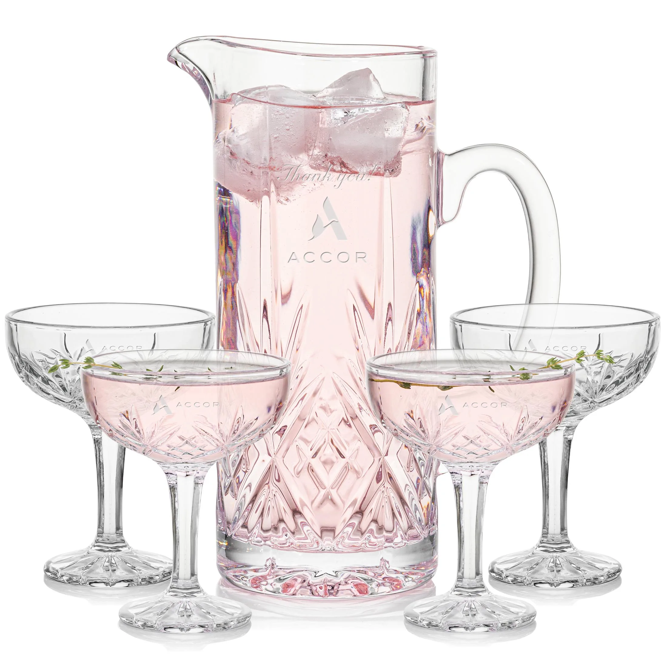 Pitcher & 4 Cocktail Coupes