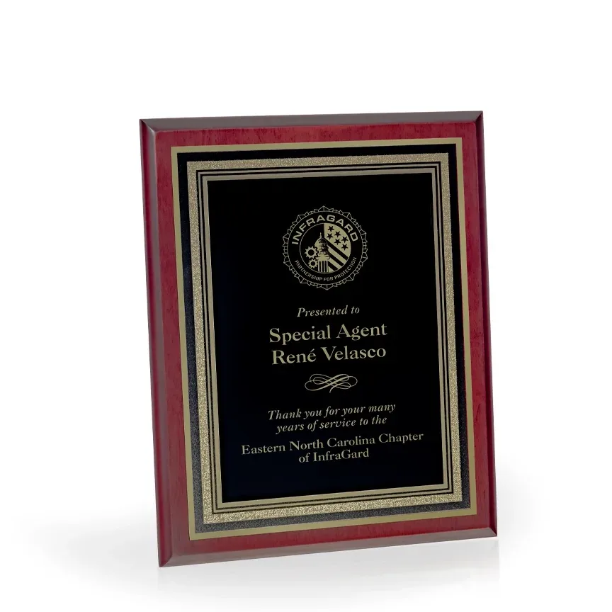 Carlos Mahogany Finish Award Plaque,