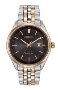 Citizen® Men's Corso Eco-Drive® Rose Gold Two-Tone Watch w/Black Dial