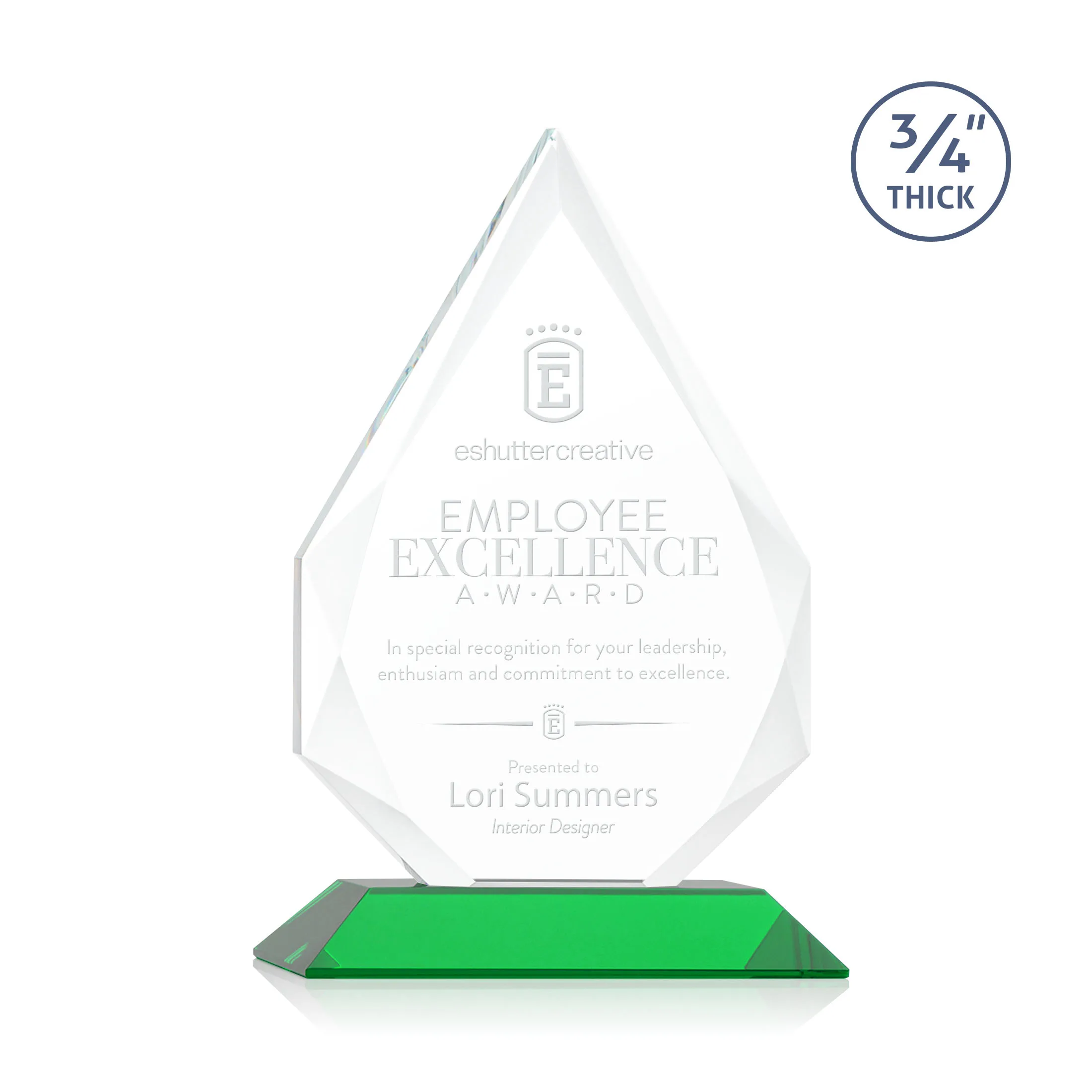 Deep Etch, Standard base, Green, 5" x 7.75" x 3"
