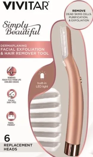 Health, Beauty & Fitness Vivitar Dermaplaning Facial Exfoliation & Hair Remover Tool - Rose Gold
