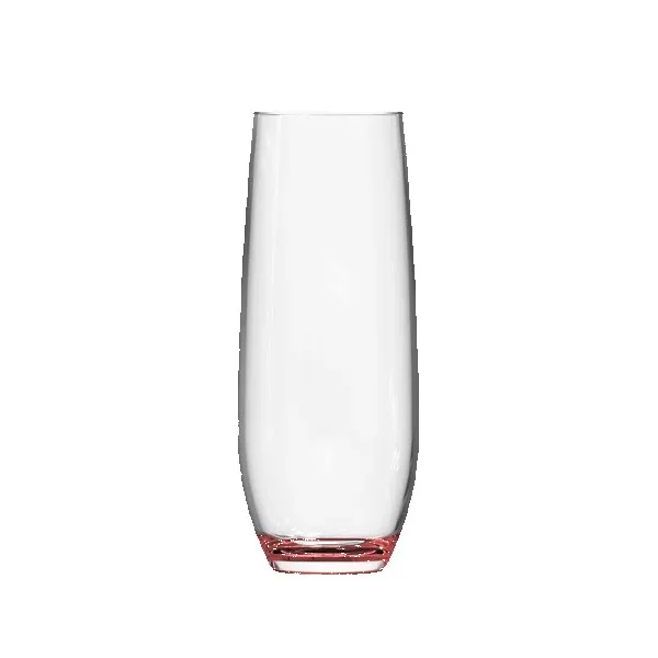 Jubilee 9oz Stemless Champagne Flute Glass with Color Bottom view 2