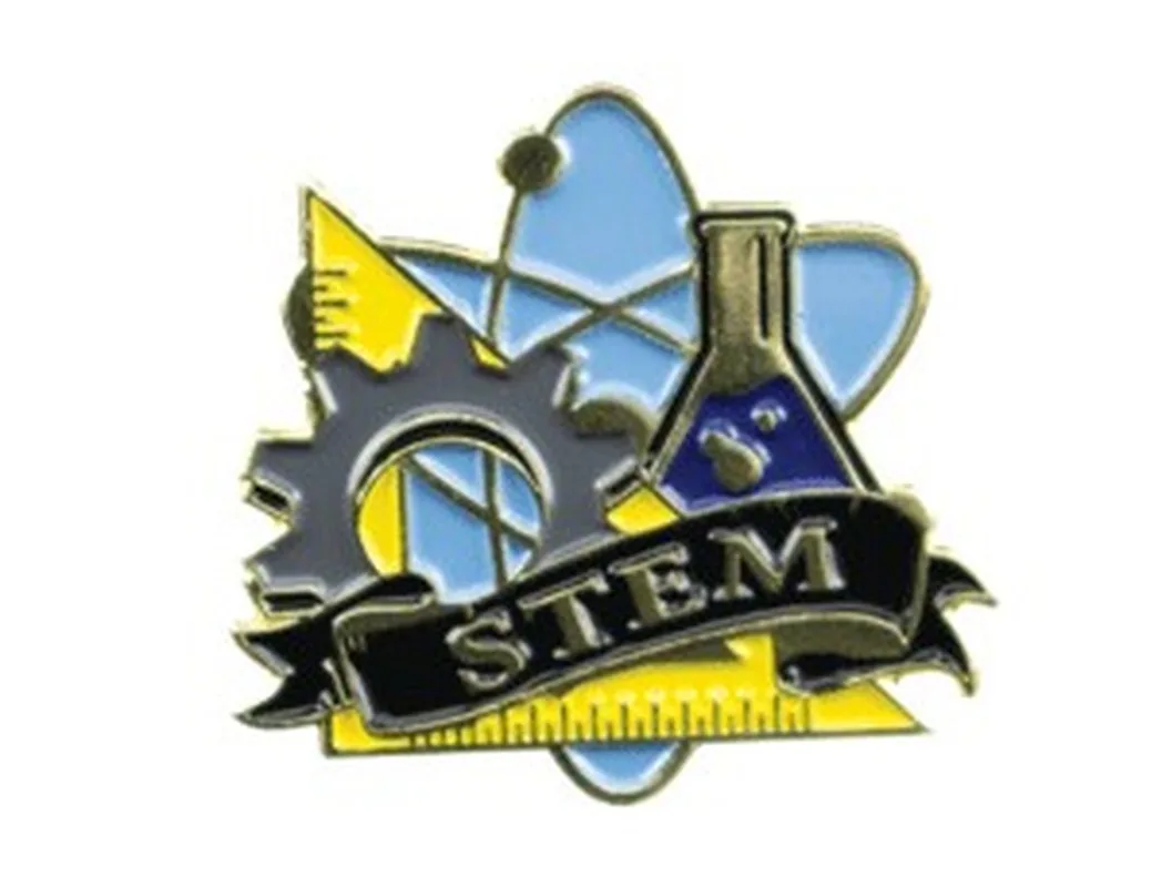 Bright Gold Educational STEM Lapel Pin (1-1/8")