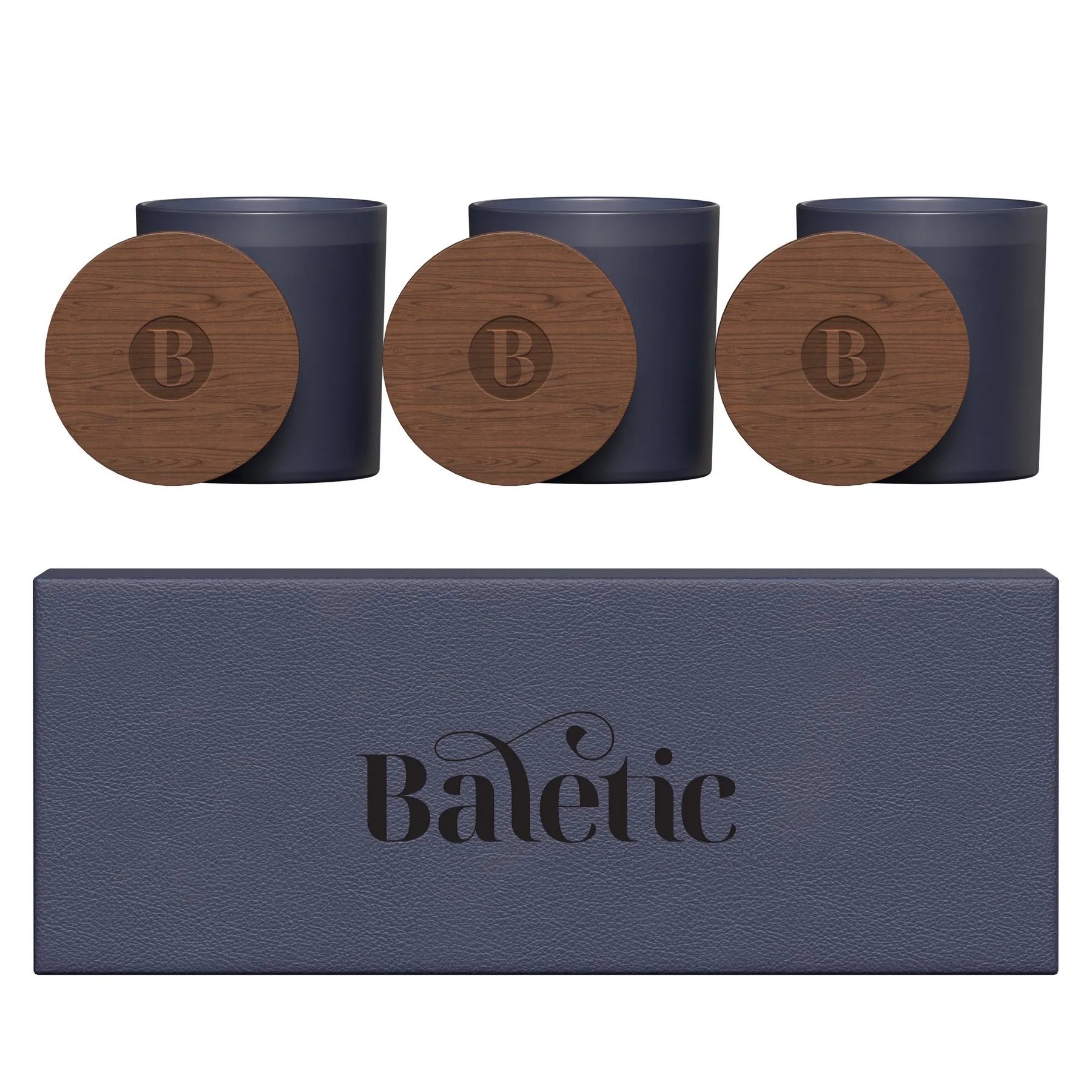 Vista Glass Candle 3-Pack With Acacia Wood Lids view 2