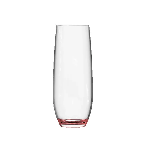 Jubilee 9oz Stemless Champagne Flute Glass with Color Bottom view 2