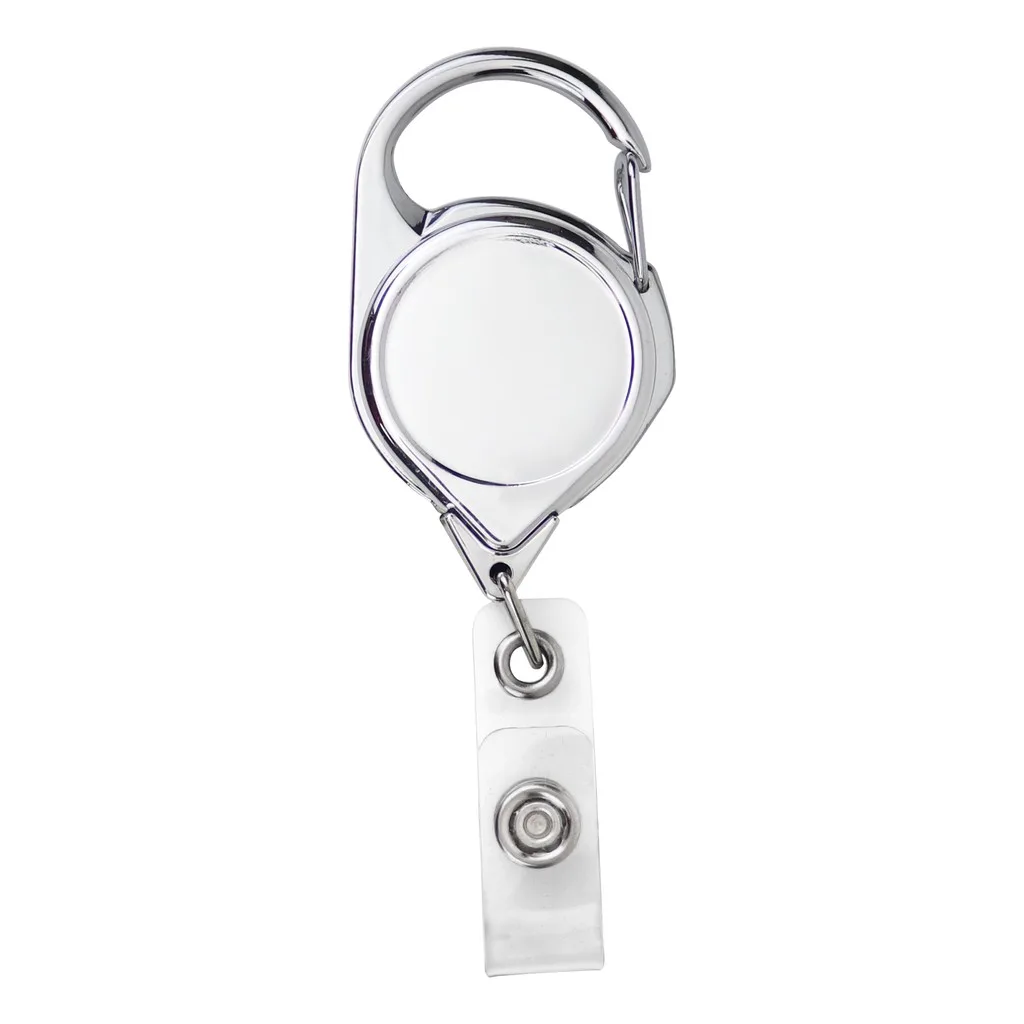 Metallic Finish Carabiner Retractable Badge Reel w/belt clip view 2