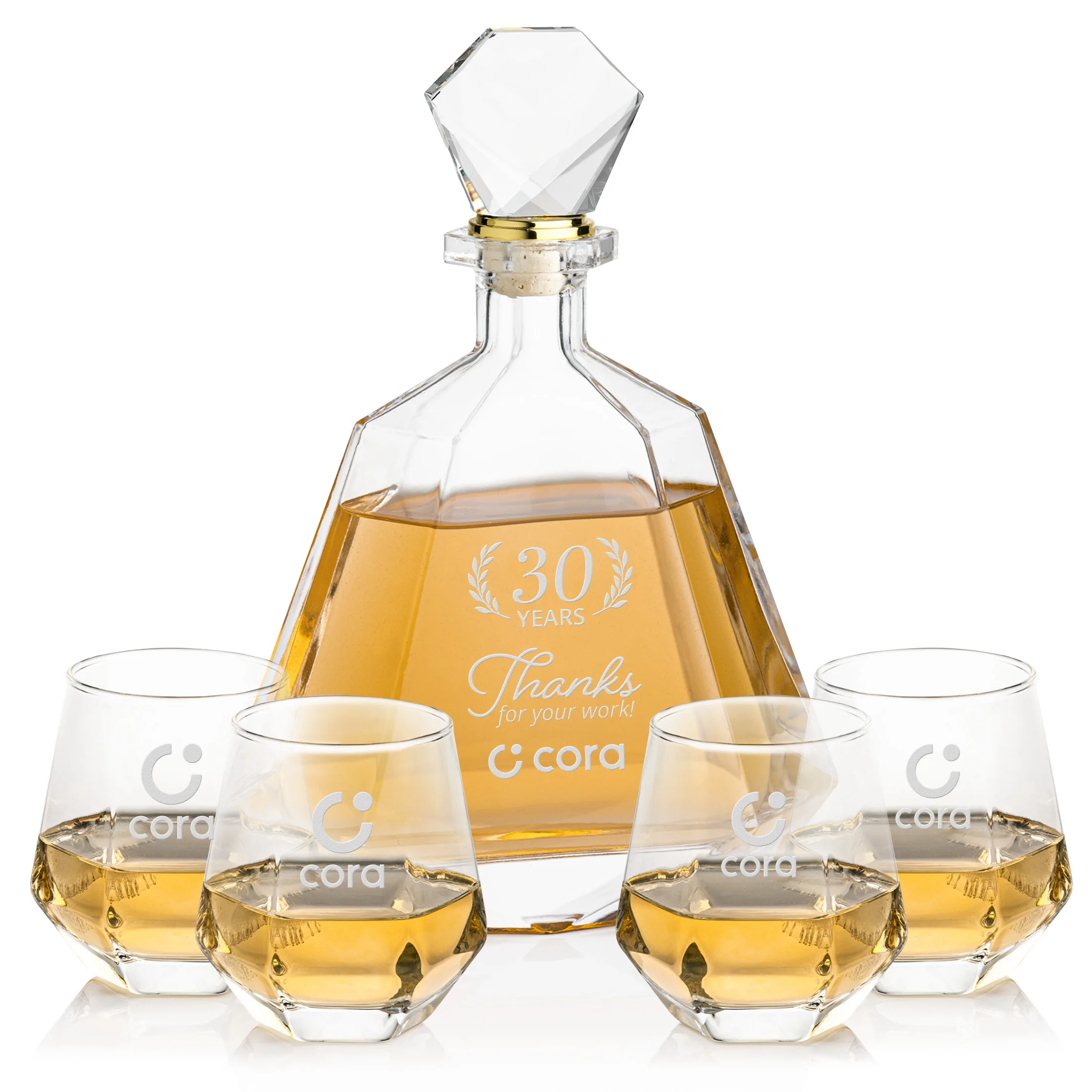 Decanter Set, Deep Etch, Decanter & 4 OTR