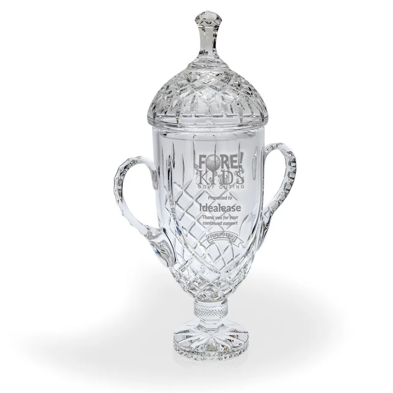Rank Double Handled Lead Crystal Grand Trophy Cup 18.5"