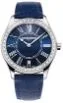 Citizen® Frederique Constant Ladies' Classic Quartz Watch w/Full Diamond Bezel & Blue Leather Strap
