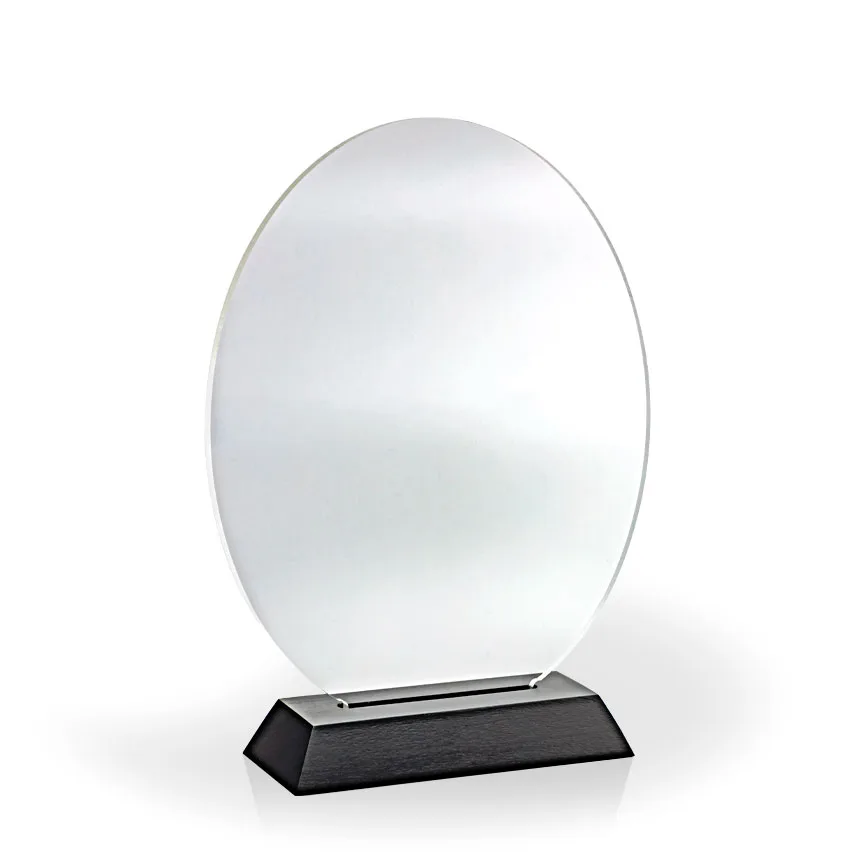 Oval Award with Black Wood Base, Medium - Engraved view 2