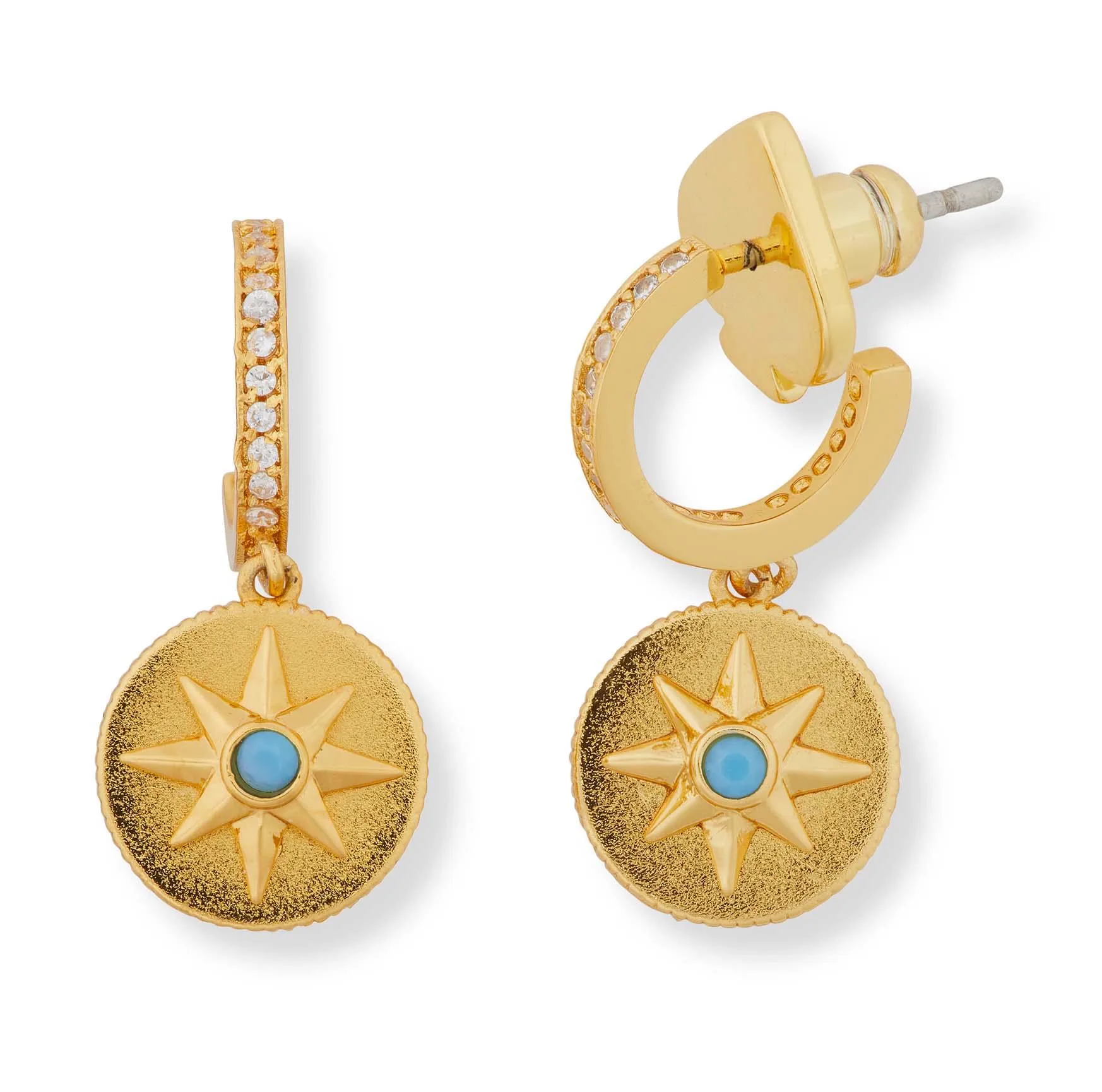 kate spade new york My Medallion Pavé Huggies - Clear Gold