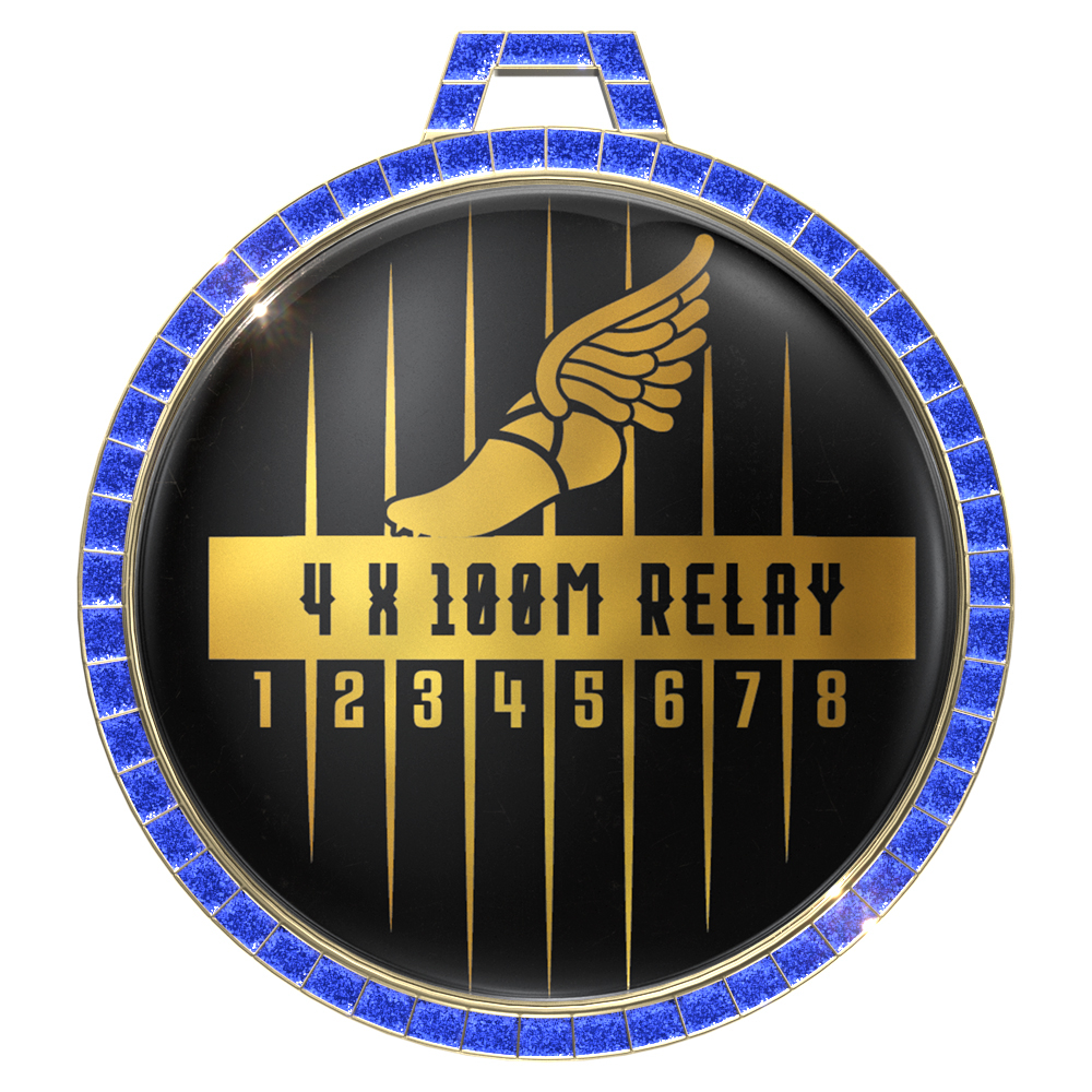 Vibraprint® Bright Gold Blue GEM Insert Medallion (2-1/4")