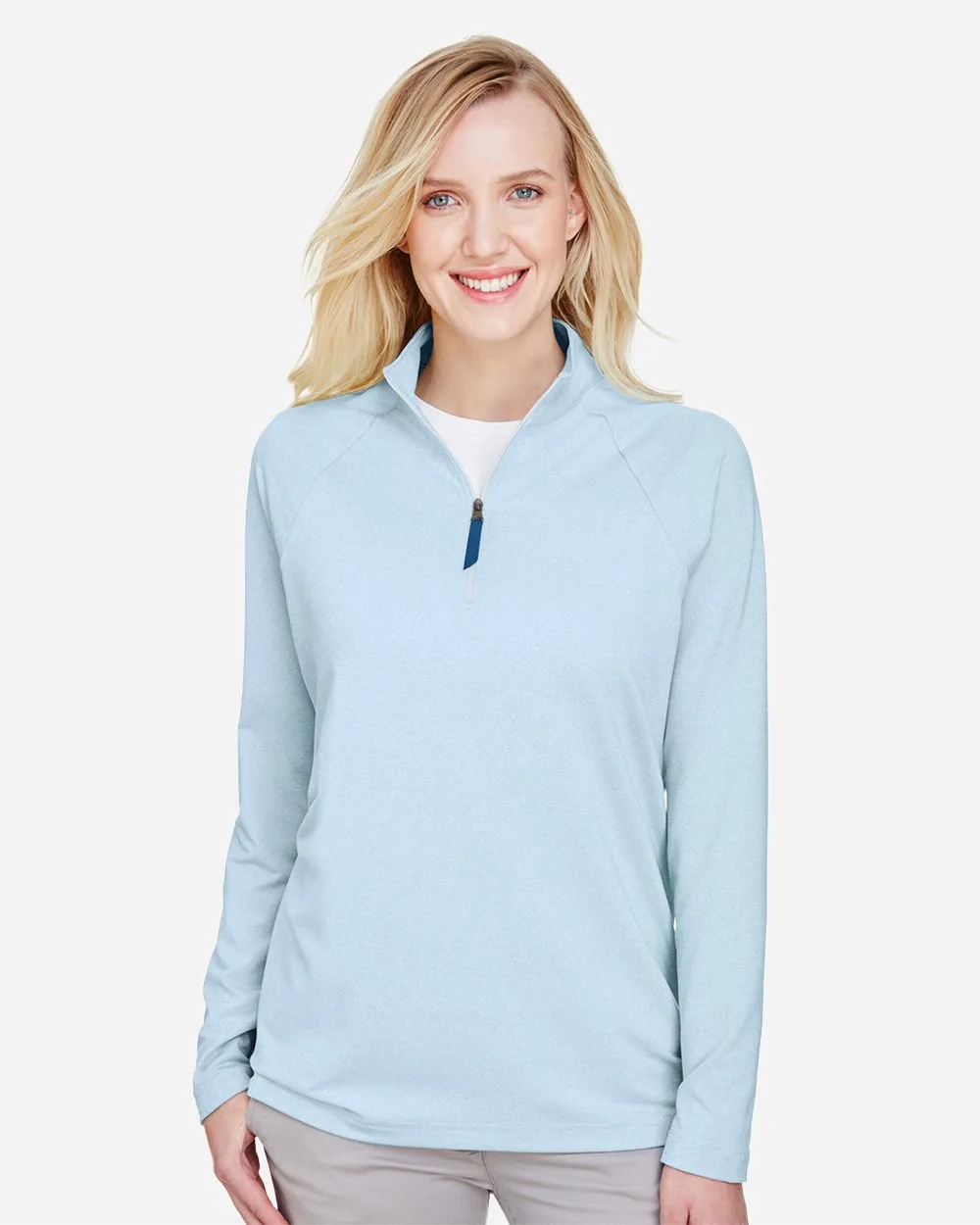 Devon and Jones® Women's CrownLux Performance® Clubhouse Quarter-Zip Pullover Sweater view 2
