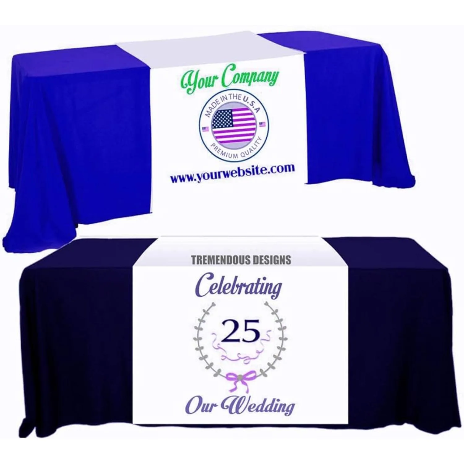 Custom 32" Wide Dye Sublimated Satin Table Runner view 2