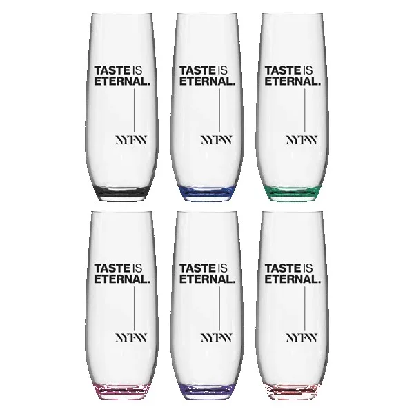 Jubilee 9oz Stemless Champagne Flute Glass with Color Bottom