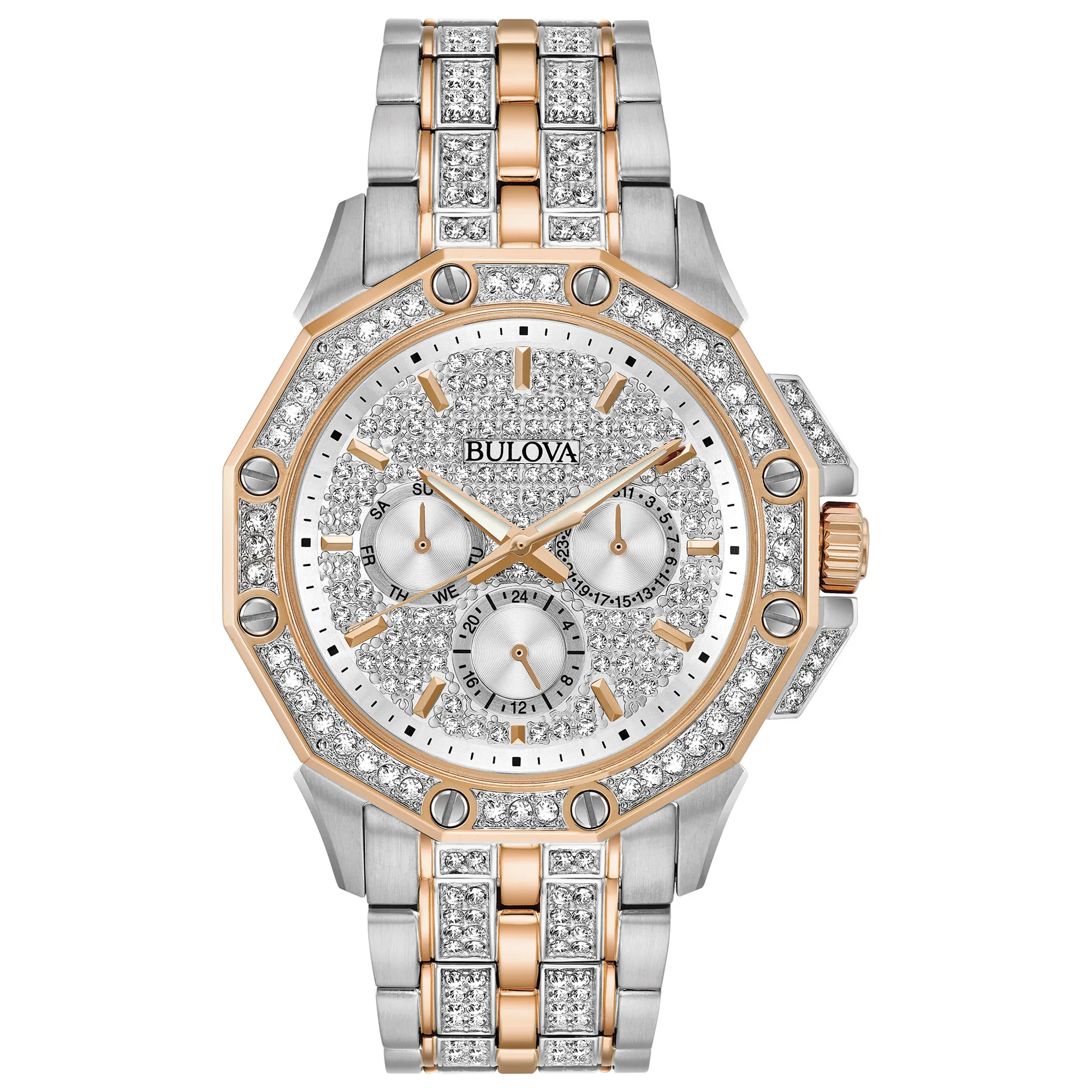 Bulova Watches Men's & Ladies' Octava Collection Two-Tone Crystal Bracelet Watch