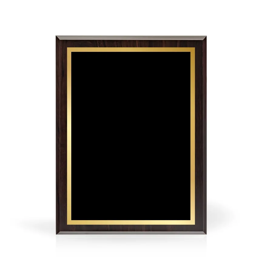 Bordeaux 9x12 Wood Plaque with Black and Gold Plate view 2