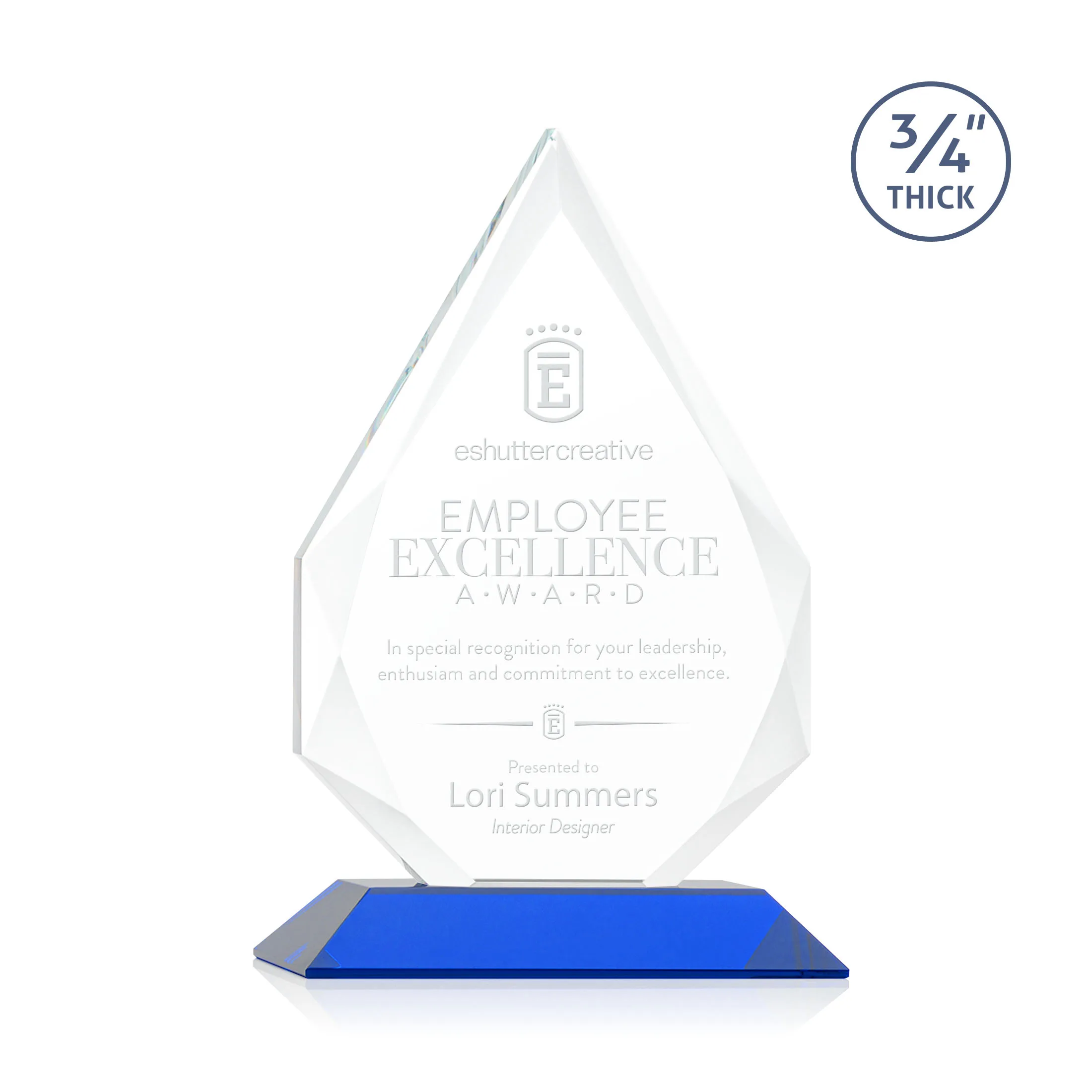 Deep Etch, Standard base, Blue, 5" x 7.75" x 3"
